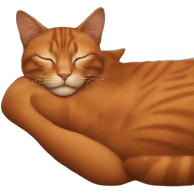 Red cat sleeping on brown hair woman  emoji