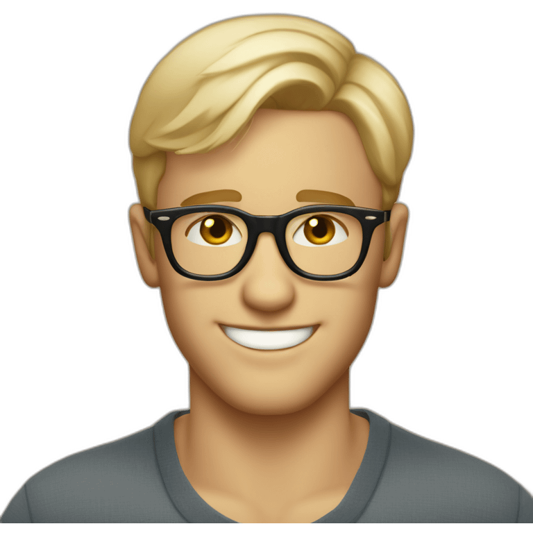 Handsome Flirty blond man with short hair and persol glasses winking emoji