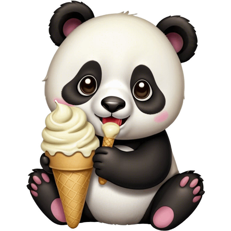 Panda eating ice cream emoji