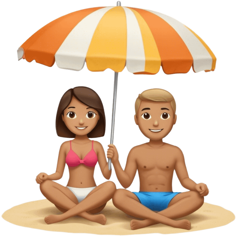 Couple sitting under beach umbrella emoji