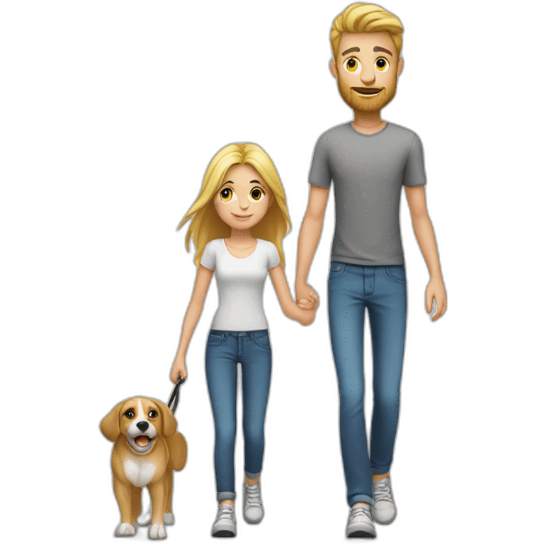 Young white Familie skinny casual walking emoji