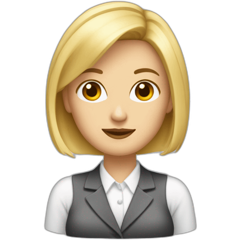 secretaire blonde avec un casque coupe de cheveux au carré emoji