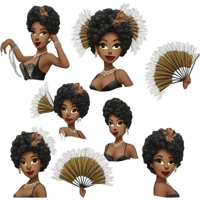 Burlesque dancer with feather fans emoji