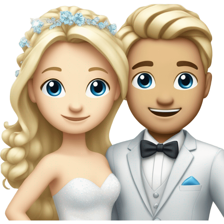 Beautiful finished boy and blond girl blue eyes wedding emoji