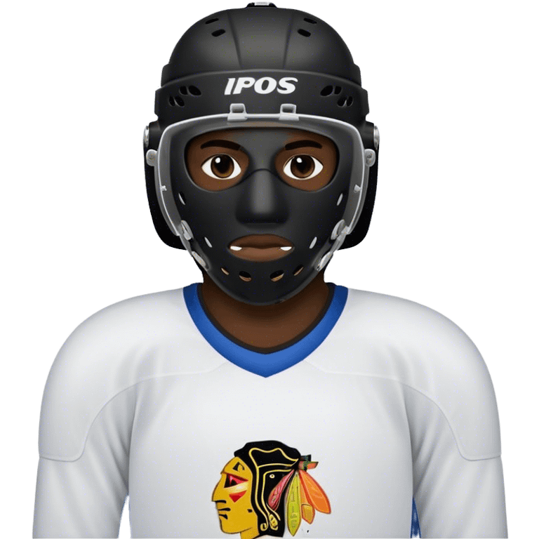 dark skinned black man wearing a hockey mask emoji