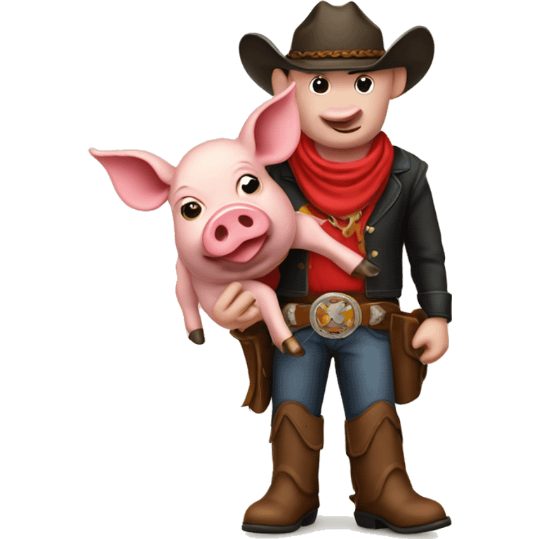 Cowboy pig holding a rudbull emoji