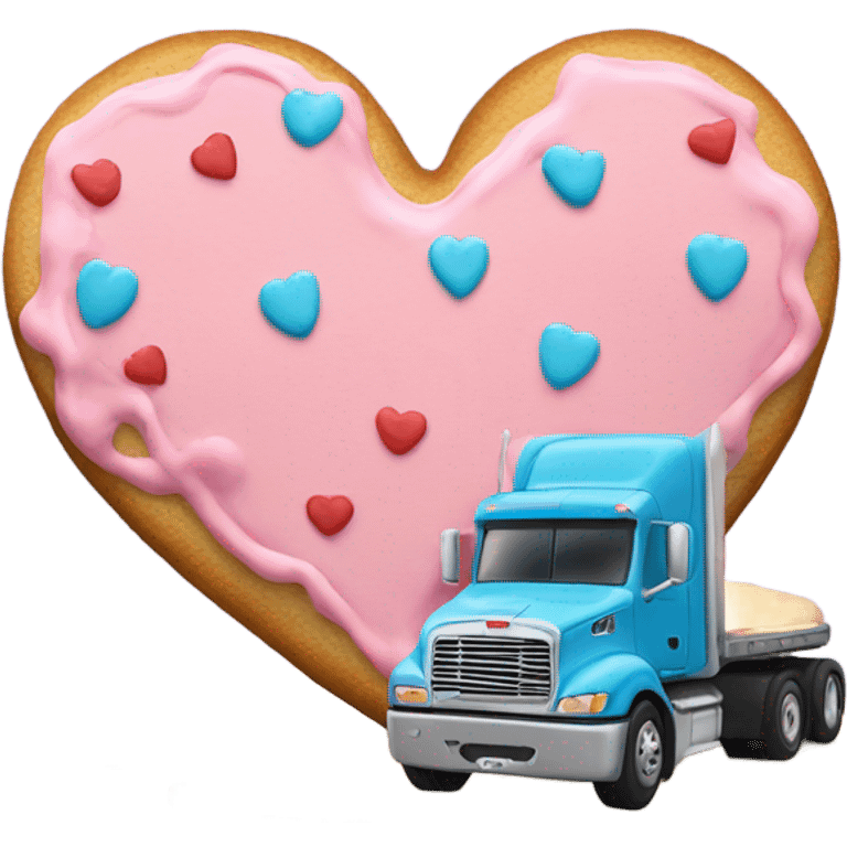 cookie heart with 18 wheeler emoji