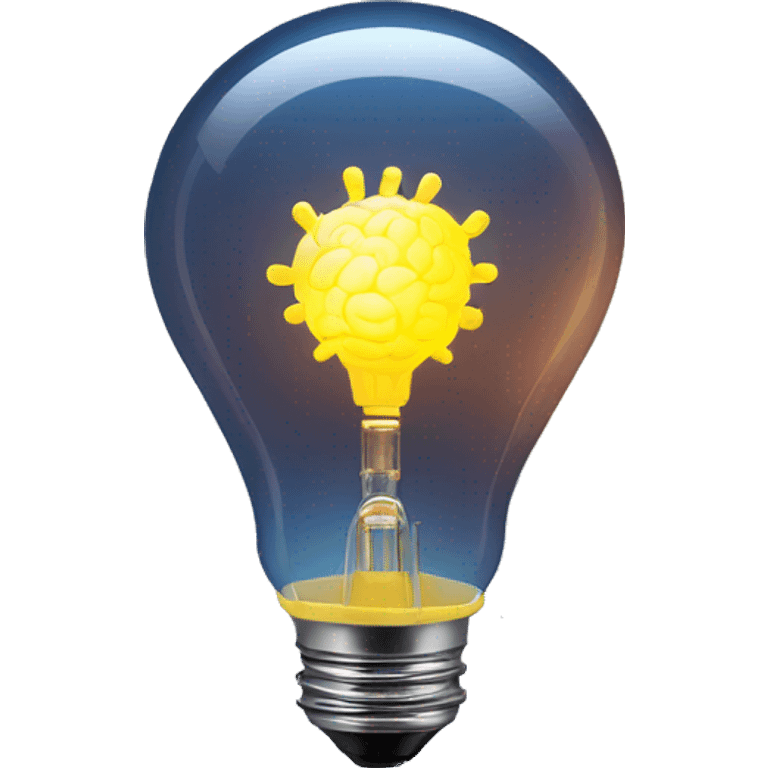 illuminated brain inside the light bulb emoji