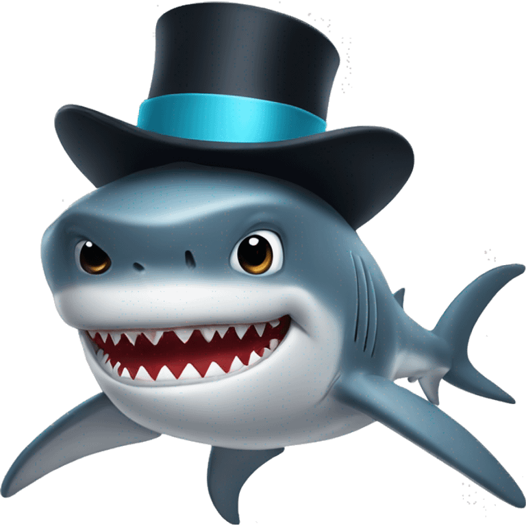 Shark with a top hat emoji