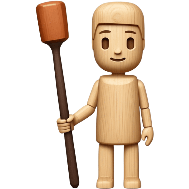 Wood sculpture icon, carved wooden figure, chisel and mallet, natural wood texture, minimalistic style, clean lines, no extra details, on a white background. emoji