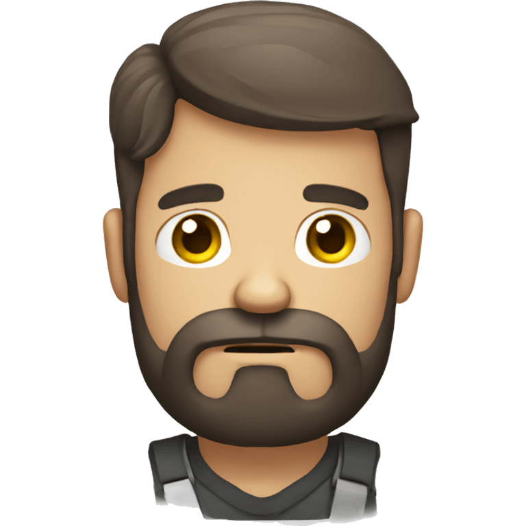 bearded man holding phone frowning emoji