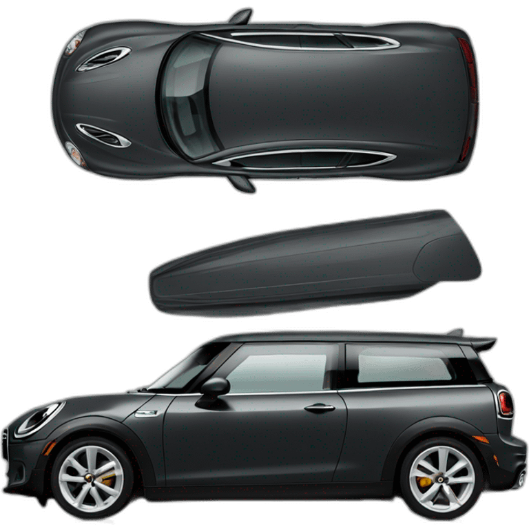 dark grey mini clubman with stripes and dark window emoji