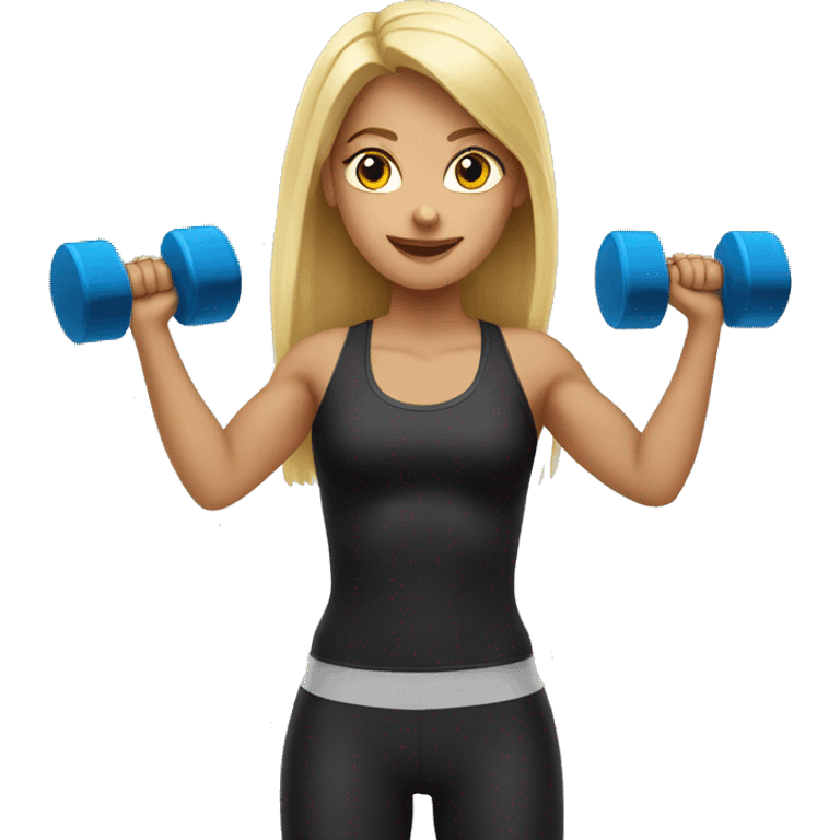 Blonde girl holding dumbbells emoji