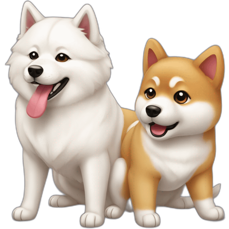 samoyed and shiba inu playing emoji