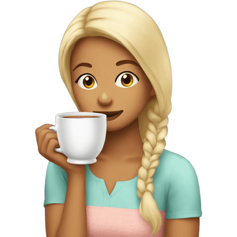 Girl sips tea emoji