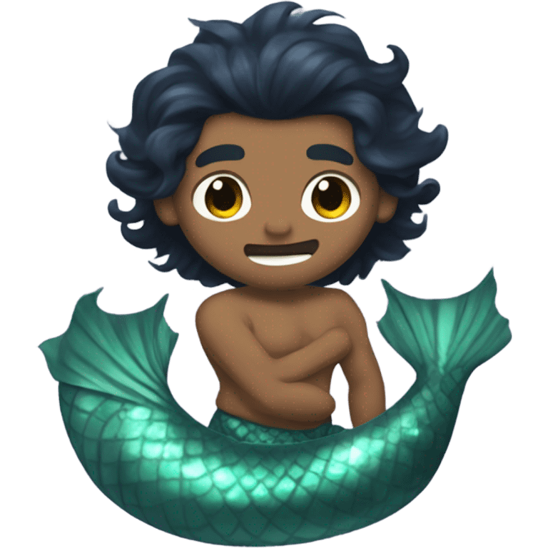 Tan merman with dark hair emoji