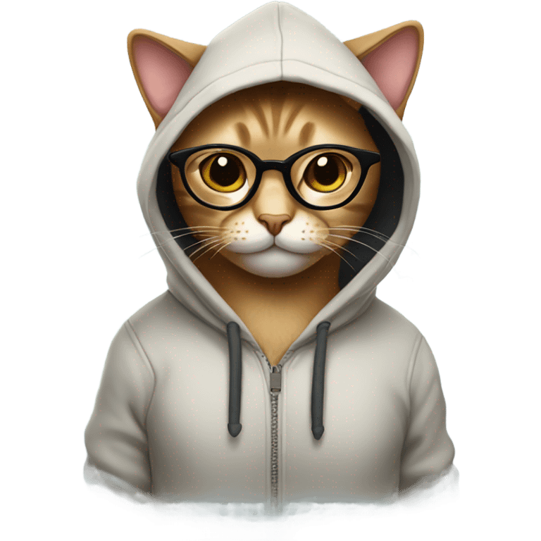 Cat with glasses and a hoodie  emoji