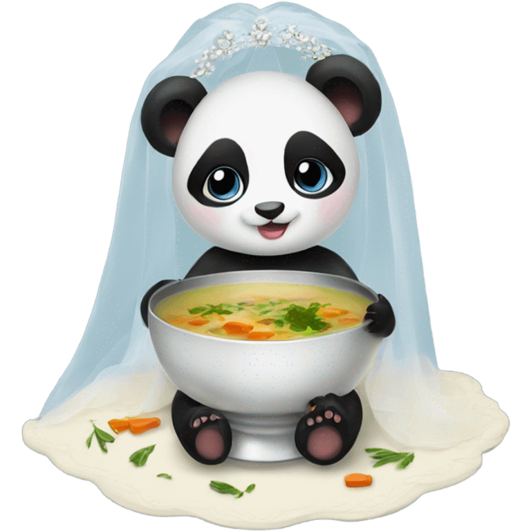 Baby panda bride marrying bowl of soup emoji