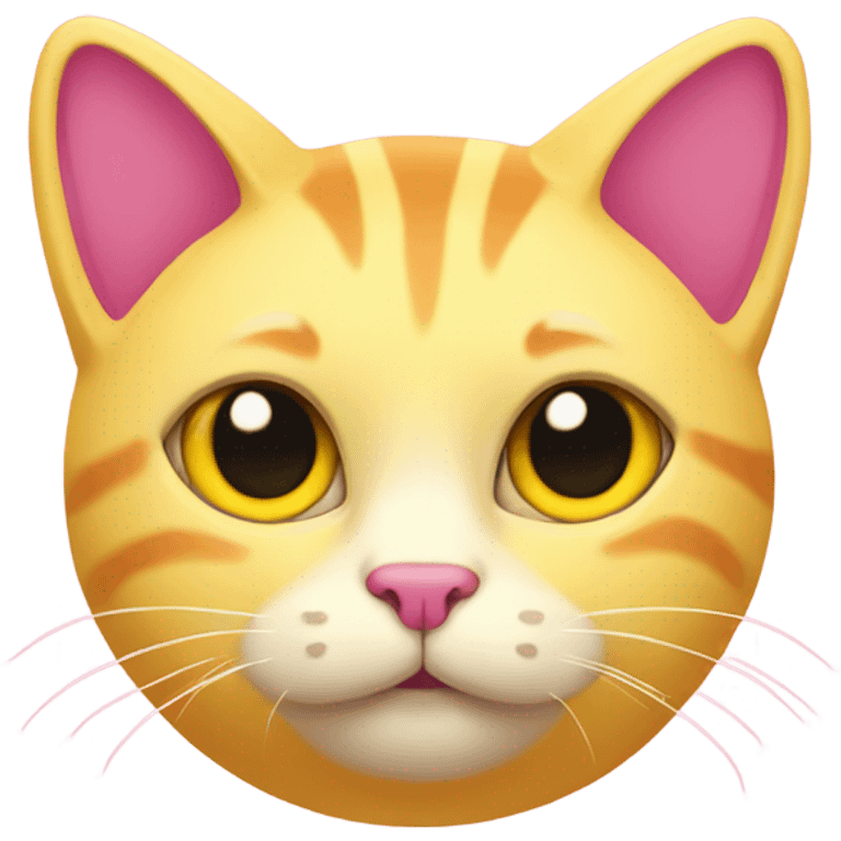 Pink and yellow cat emoji