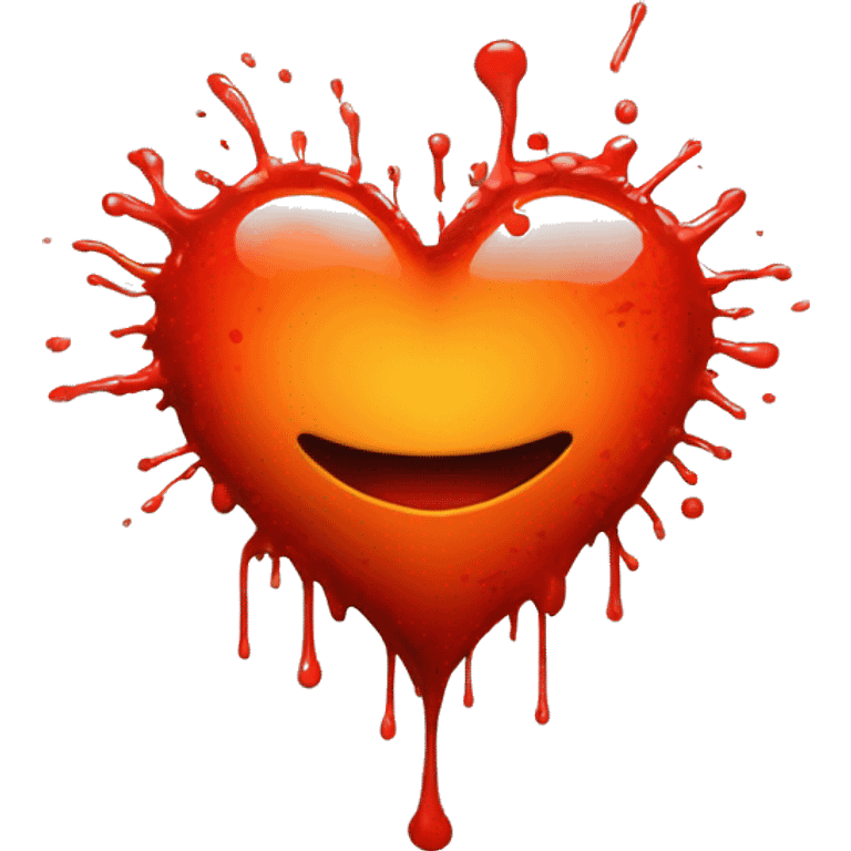 bleeding red heart glowing red-orange with splatter emoji