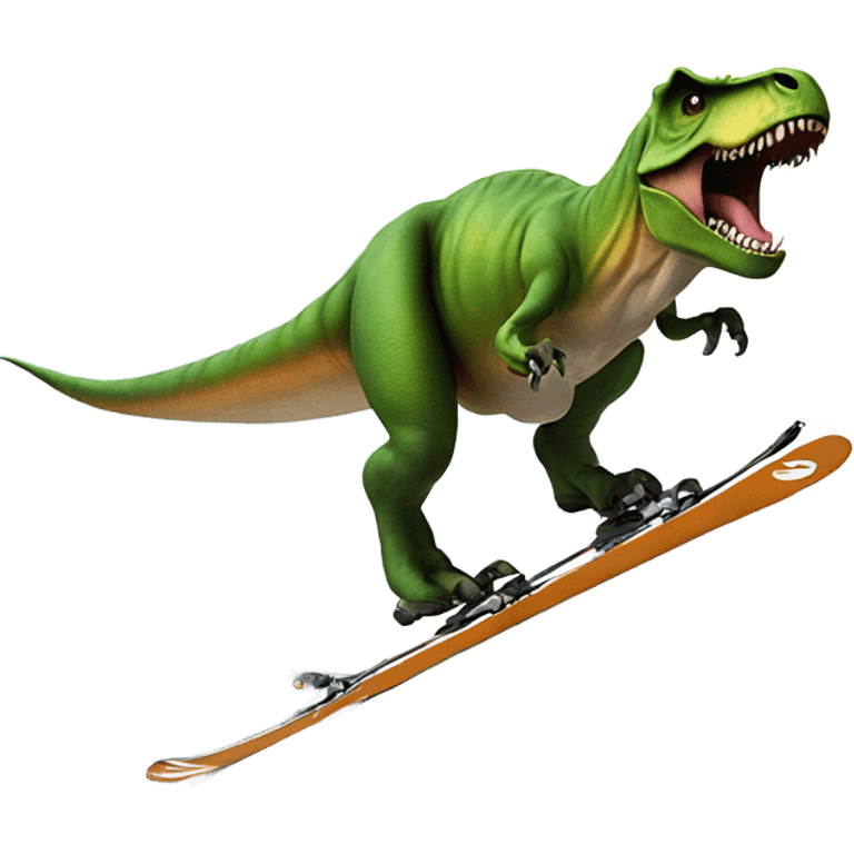 T rex skiing down a hill emoji