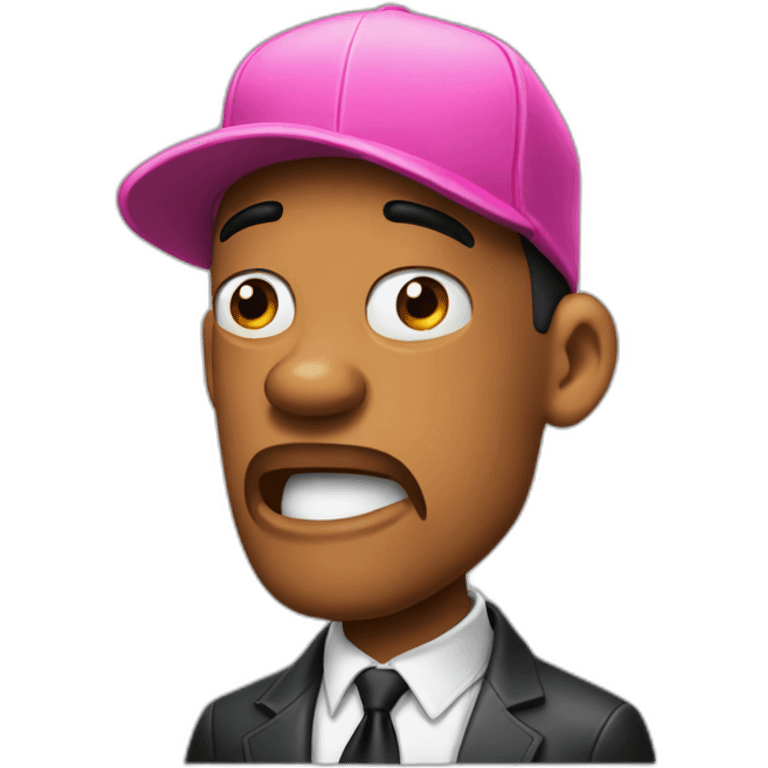 Will smith shocked with pink hat emoji