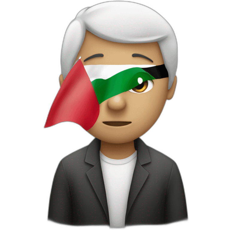 A person puts the Palestinian flag on his mouth emoji