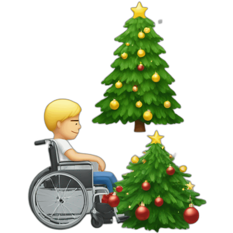 Disabled-person-next-to-christmas-tree emoji