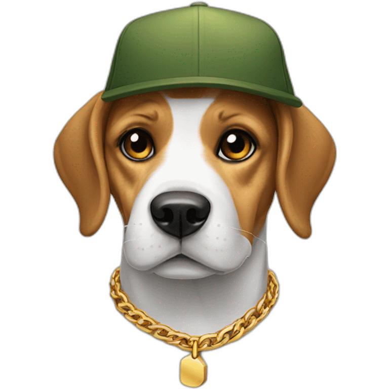 beagle dog with a cap and a gold chain emoji