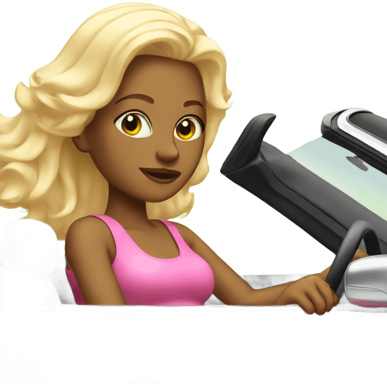 Blonde in a pink convertible emoji