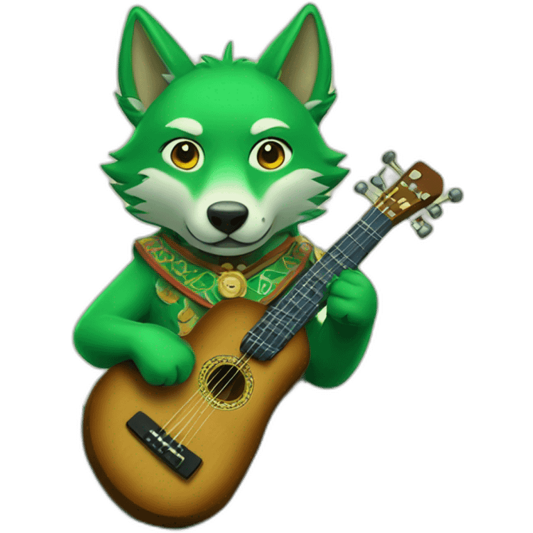 Green wolf with balalaika emoji