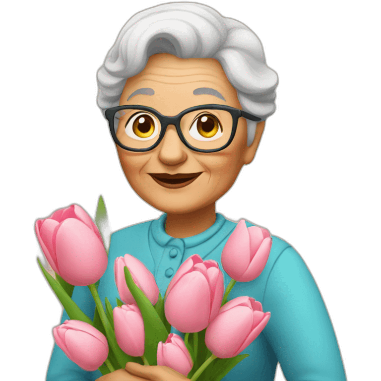 Granny with tulips emoji