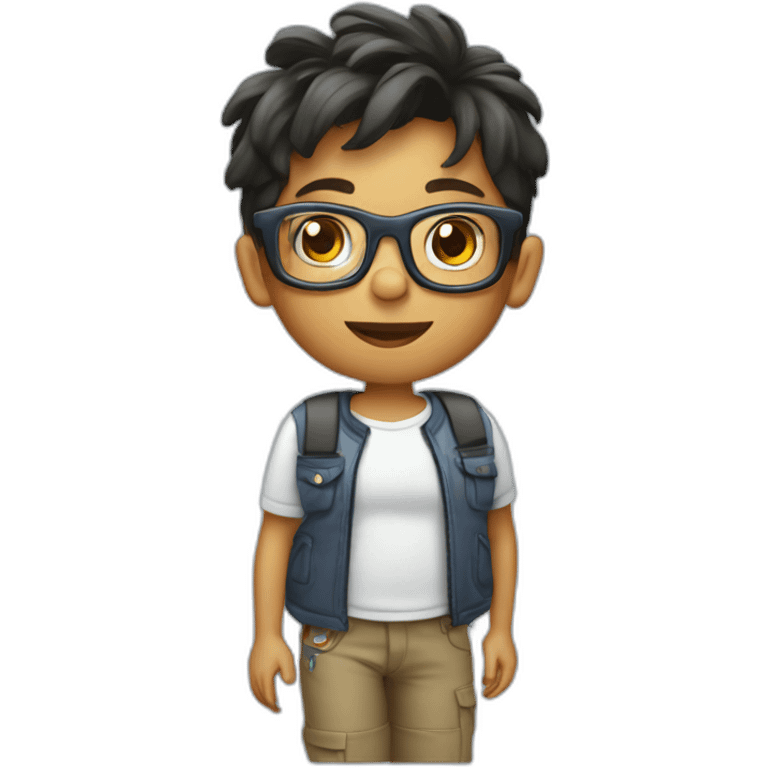 A 7-year-old with glasses and an insulin pump emoji