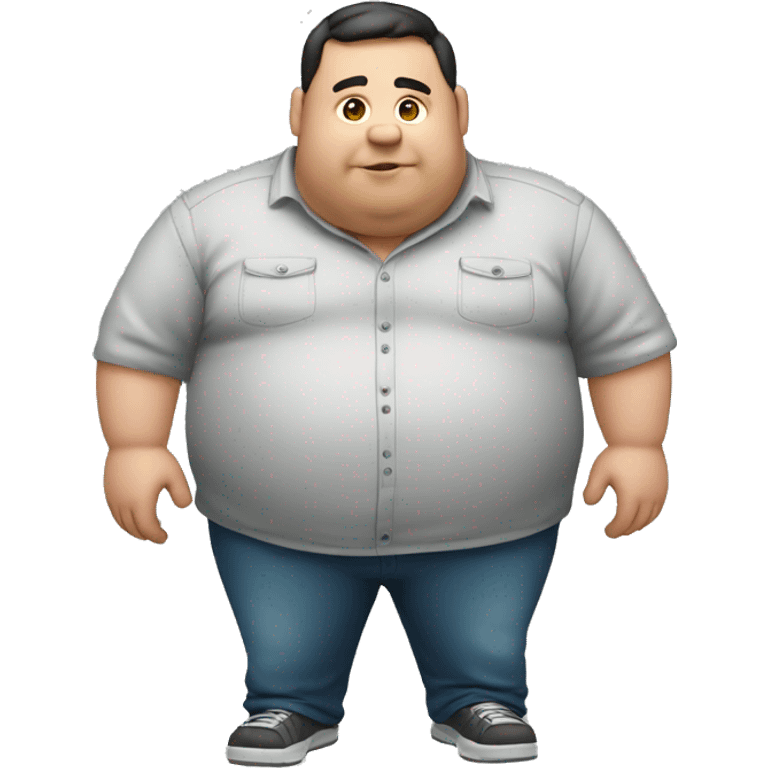 Fat man with overshirt zoomin emoji