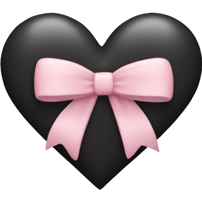 Black heart with light pink bow on the right emoji