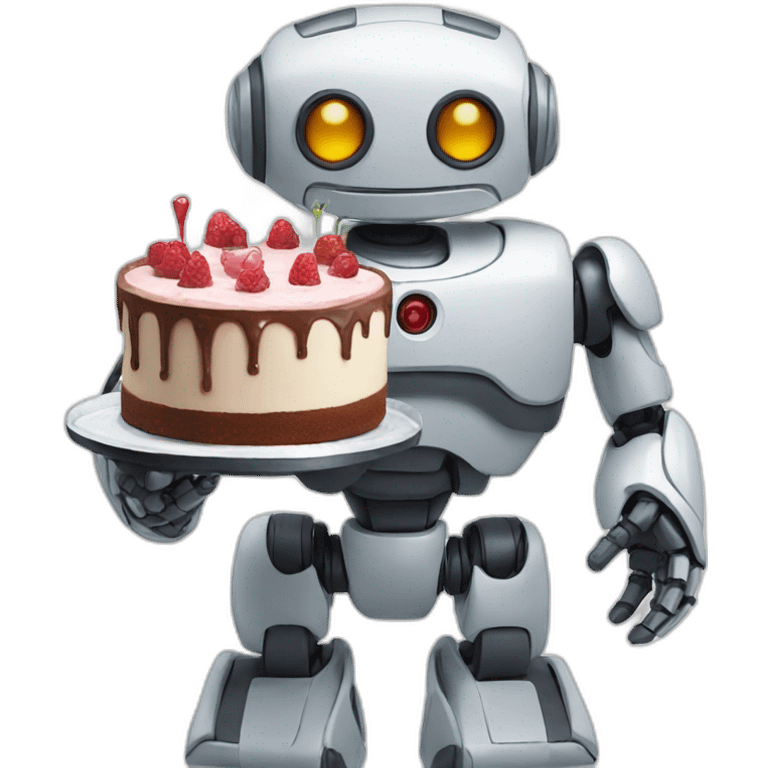 Robot holding cake emoji