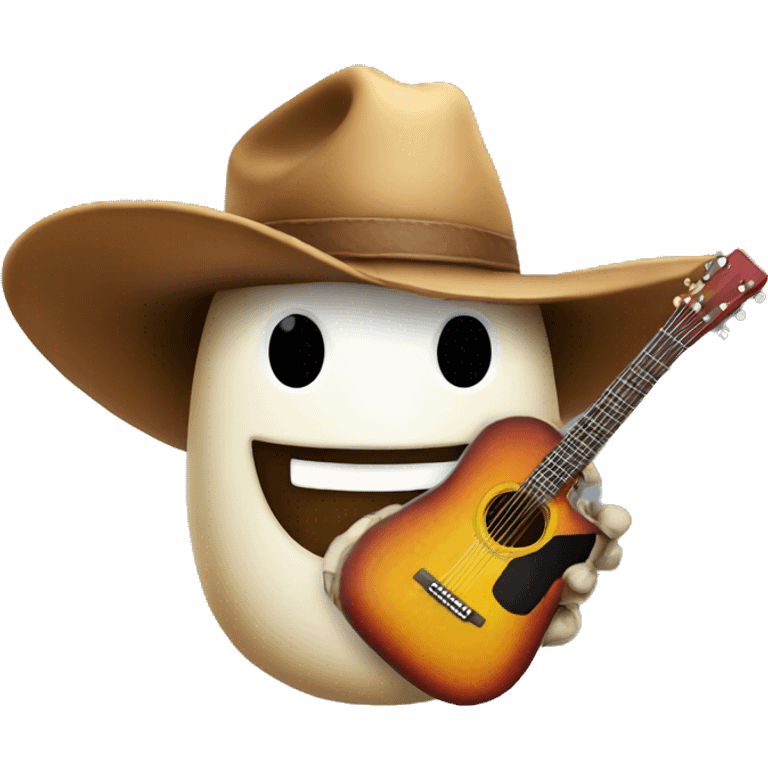 Mushroom wearing a cowboy hat playing a guitar  emoji