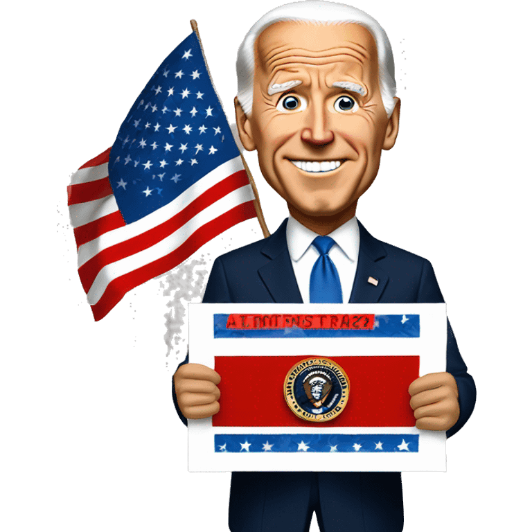 Biden holding a sign emoji