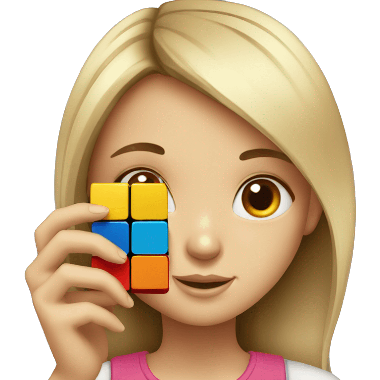 Girl solving rubiks cube emoji