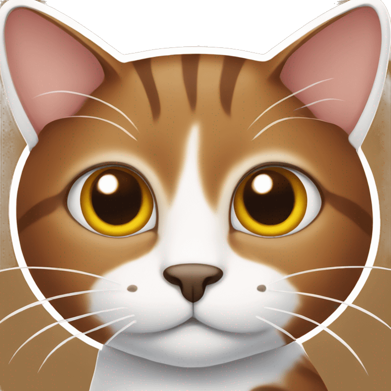 Brown Cat with big ears and white nose  emoji