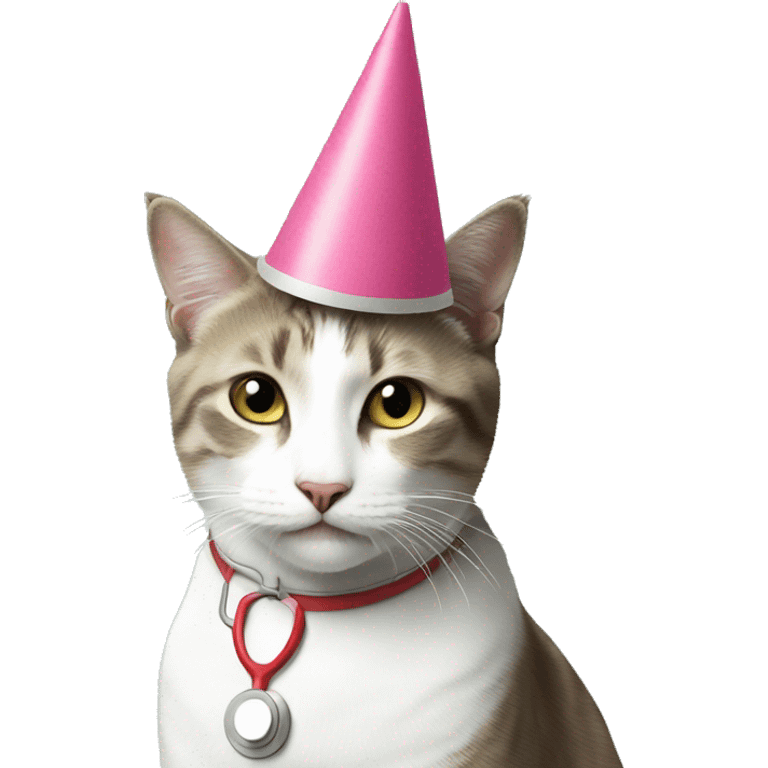 doctor cat party hat birthday emoji