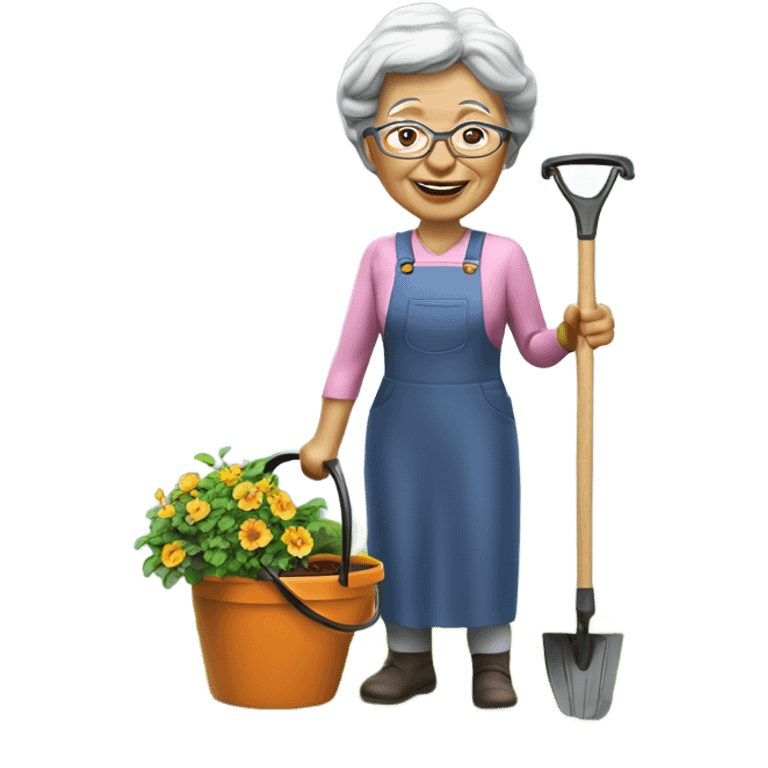 3d hyper realistic senior woman gardening  emoji