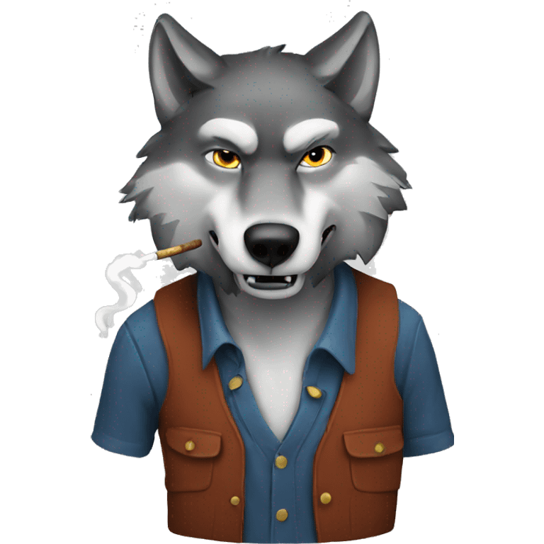 A wolf smoking emoji