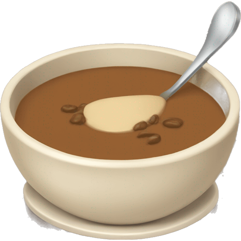 brown soup with beige plate and spoon emoji