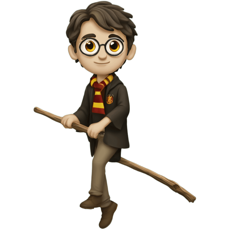 Harry Potter riding on a brook stick emoji