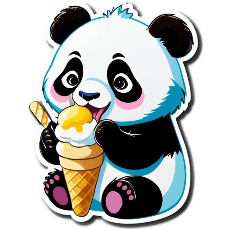 Panda eating ice cream emoji