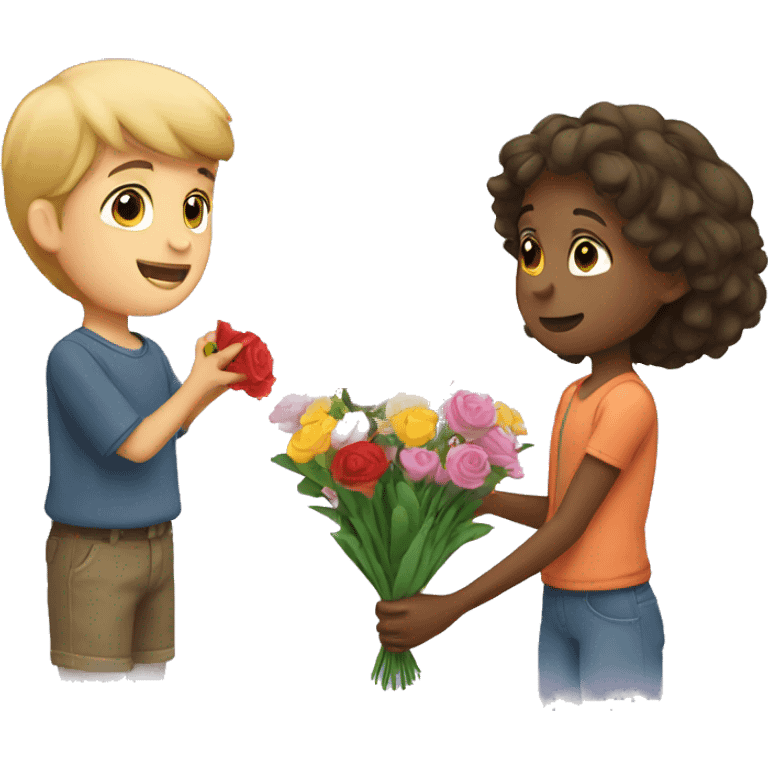 Boy giving flowers to a girl emoji