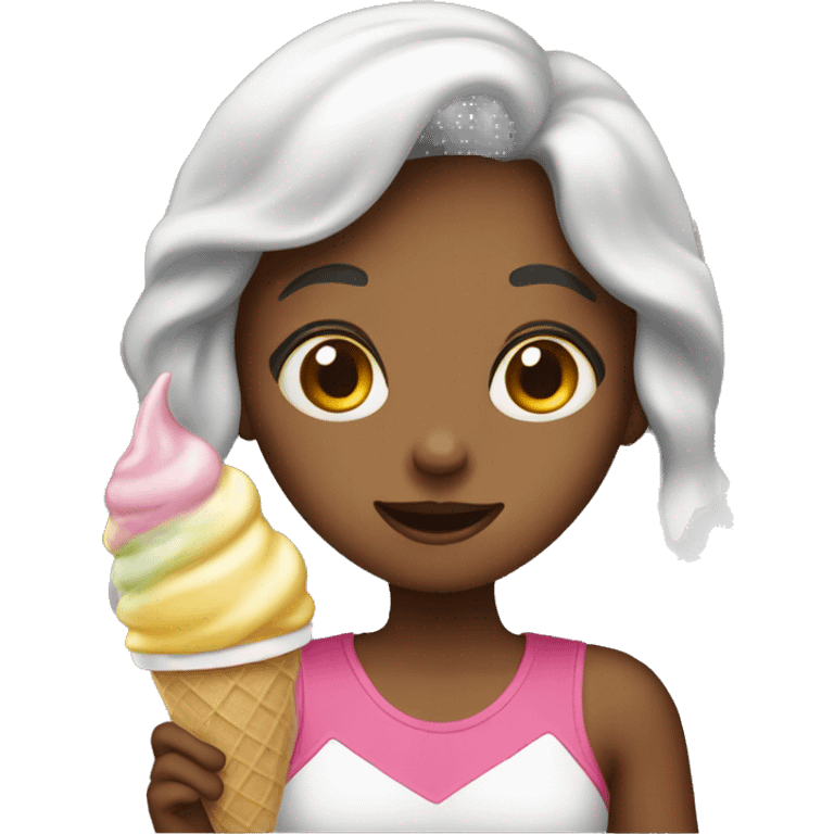 a girl doing ice-cream emoji