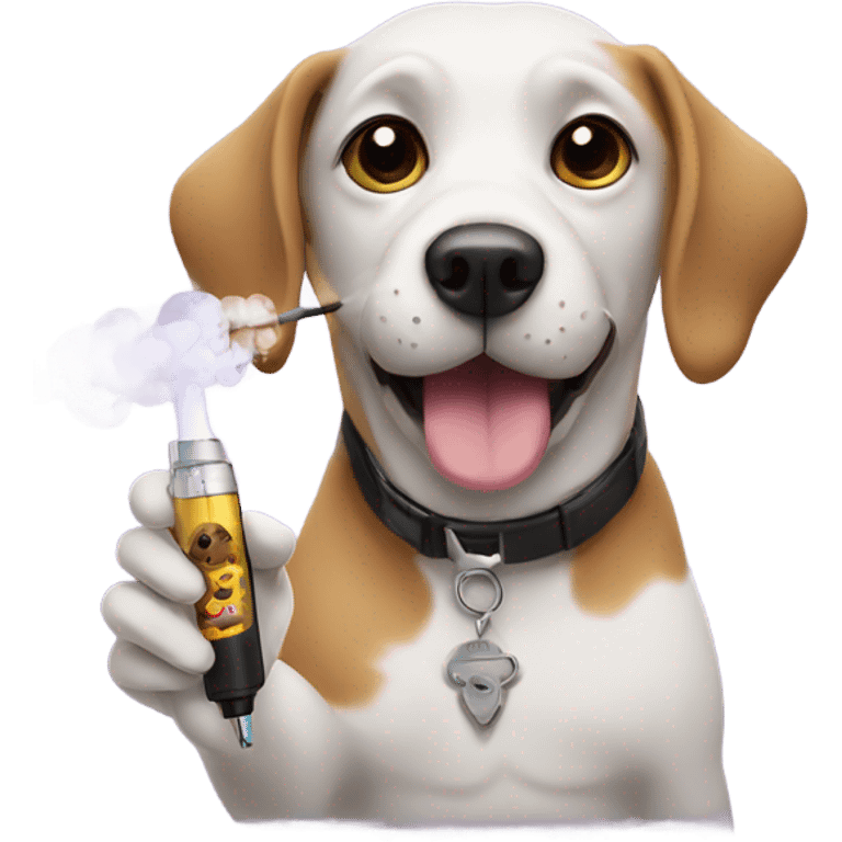 A dog with a vape emoji