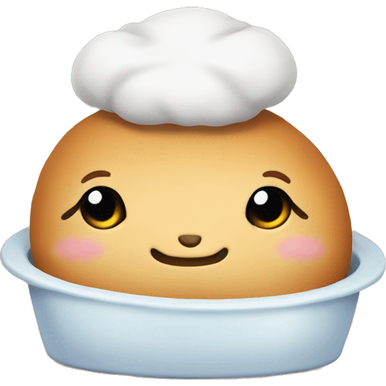 Little Bun with cute face  in the oven emoji